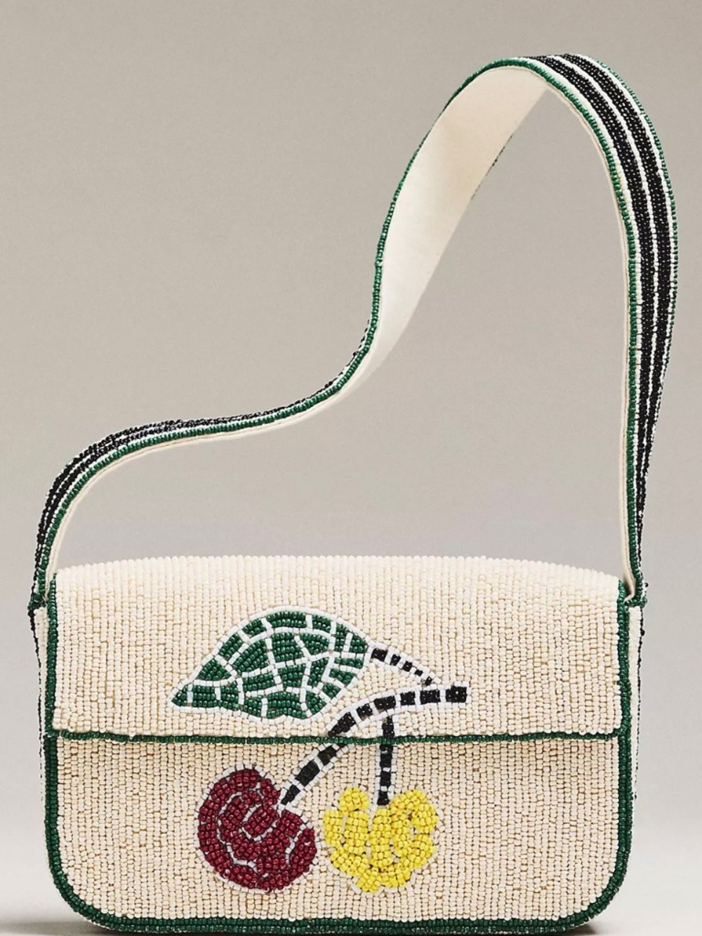NWT Anthropologie $98 Fiona Beaded Bag: Food & Drink Edition Cherry Tile - Picture 1 of 6